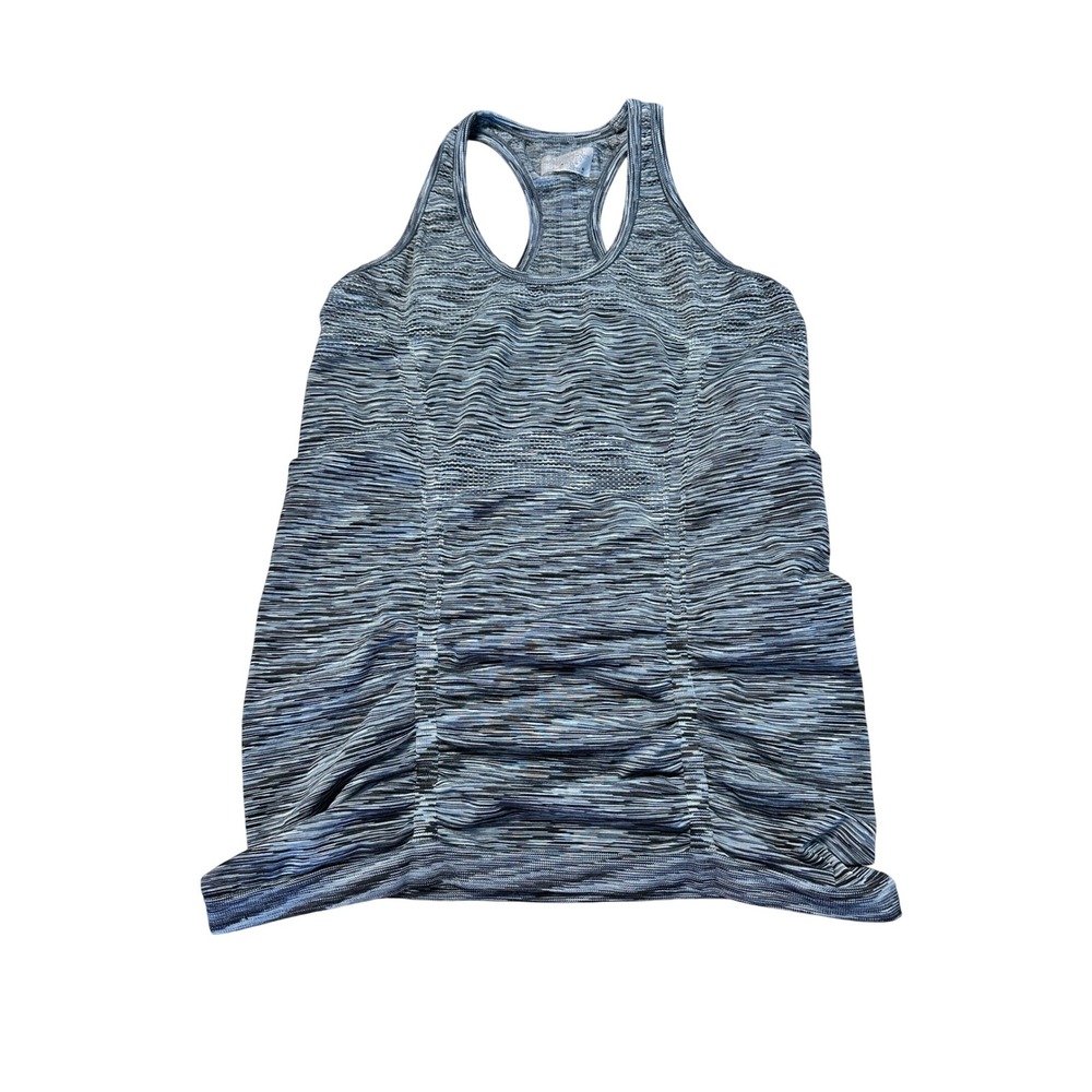 Athleta Women's Racerback Tank Top Ruched Black Gray‎ Stripe Workout Gym Medium